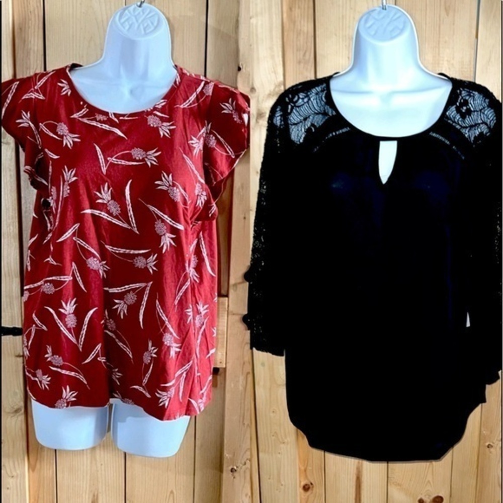 Anne Taylor large bundle g collection black blouse lace sleeves keyhole bundle